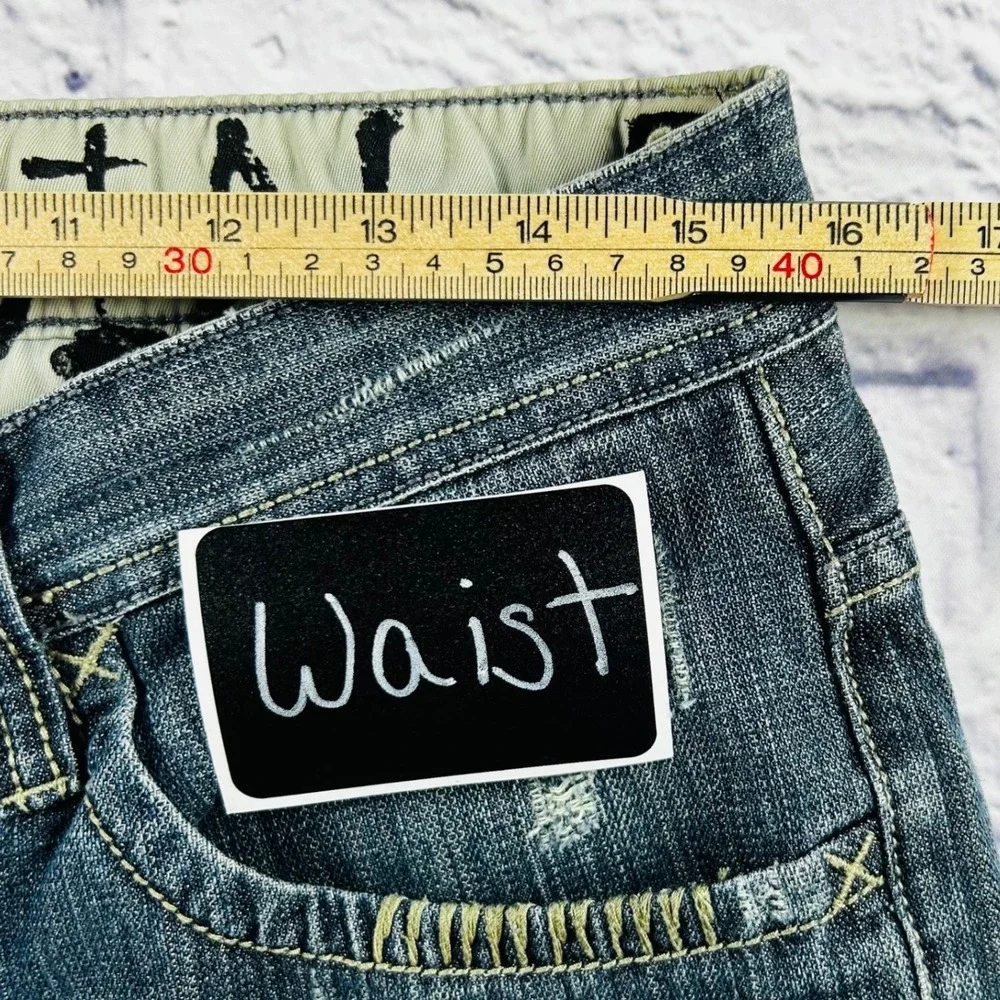 Anti Social Men Distressed Jeans Medium Wash 100% Cotton Straight Leg Size 31x31
